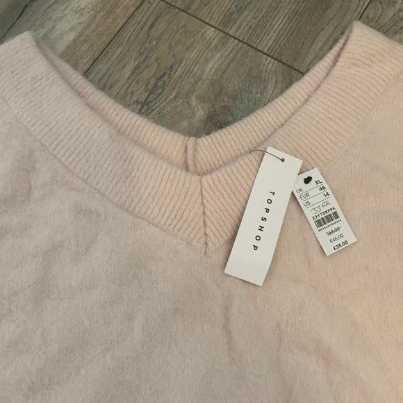 NWT TOPSHOP PINK FUZZY V-NECK SWEATER 14 - Picture 2 of 6